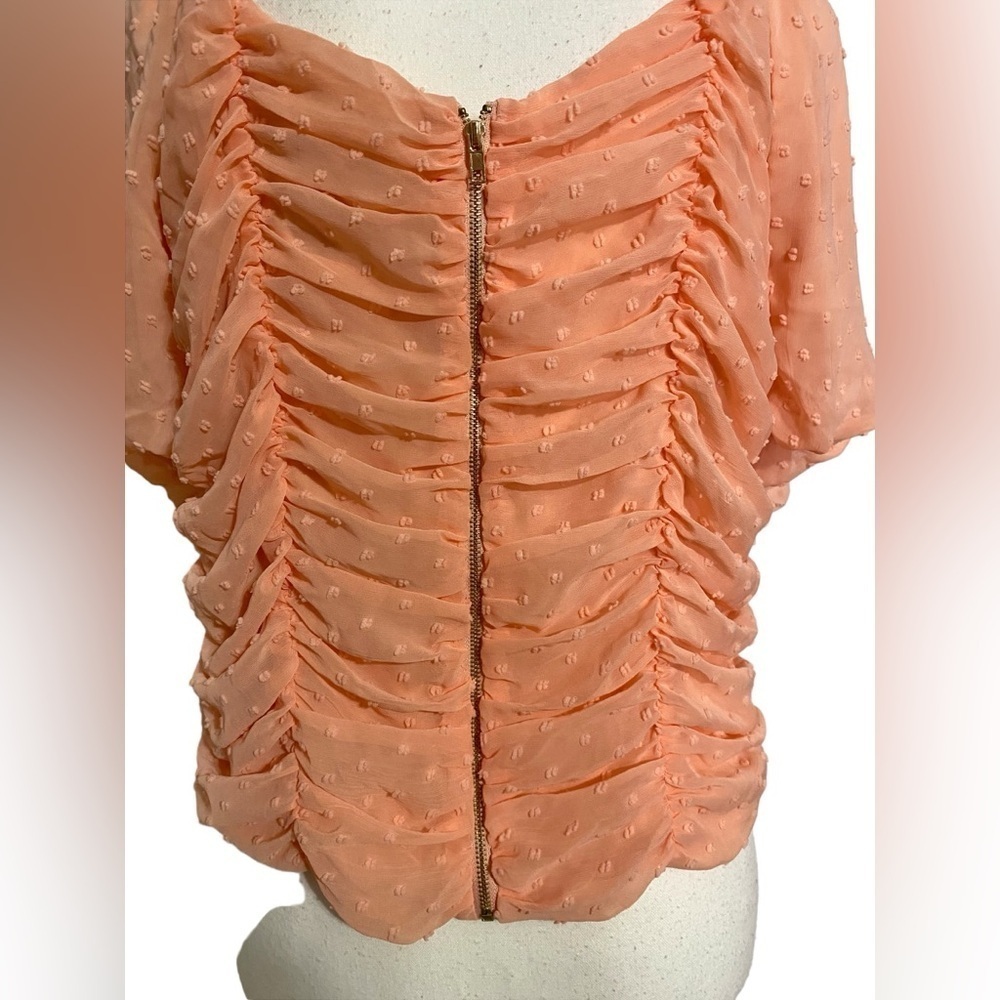 Curvy Girl by Ashley Stewart Orange Ruched Crop Top - Picture 6 of 13